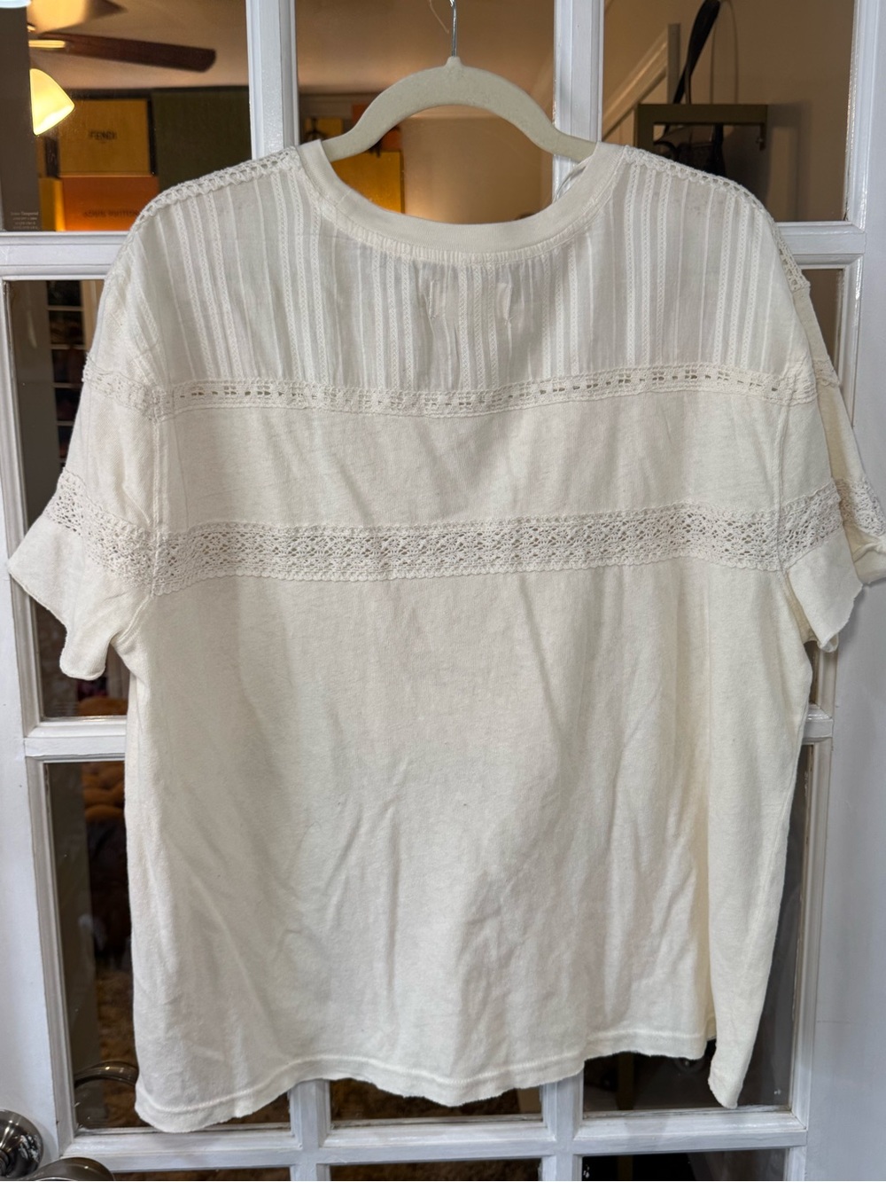 ▫️🔅 Free People We The Free Dorothy Tee Cream Lace-Trim Short Sleeve 🔅▫️ - Picture 8 of 11